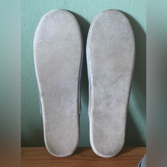 RARE Vintage ADOLFO Unisex Gray Leather Travel Slippers w/Zipper Case XL - Picture 5 of 10